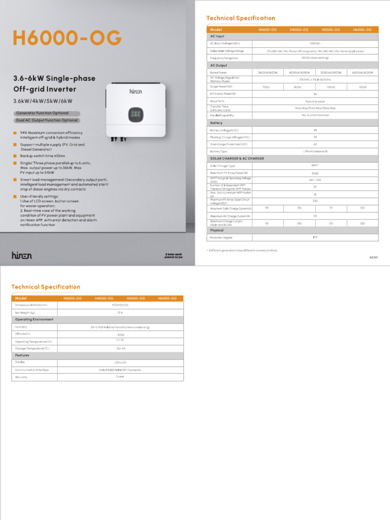 Hinen H6000-OG Datasheet EU | PDF
