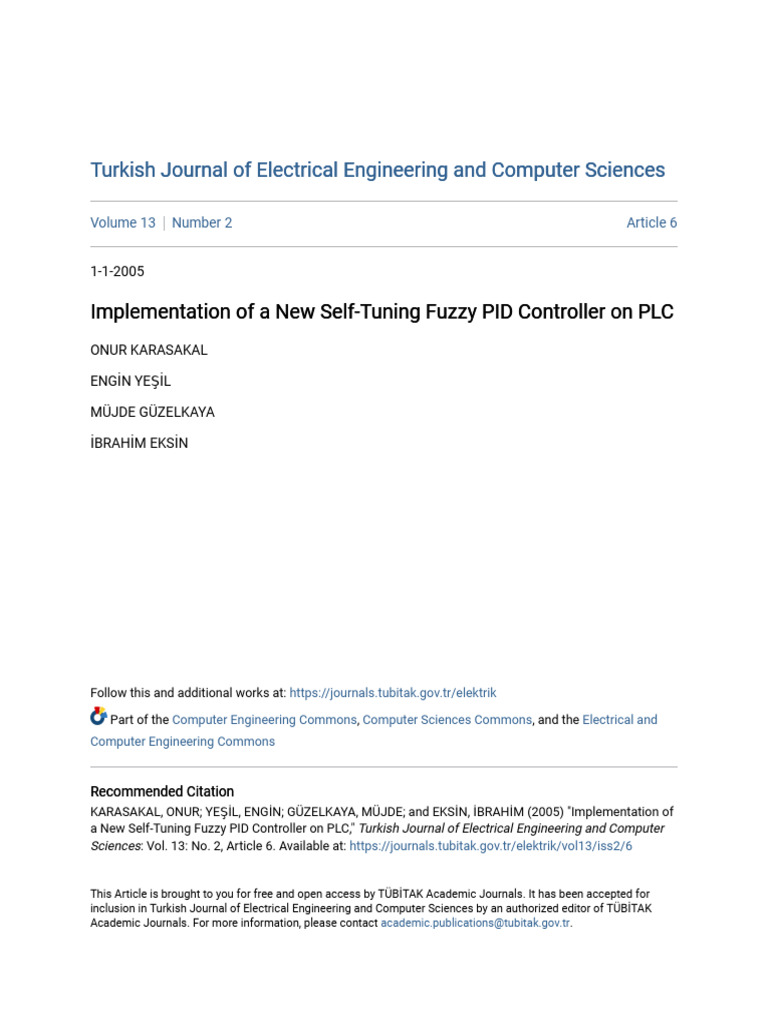 Self-Tuning Fuzzy PID Controller on PLC | PDF | Fuzzy Logic | Control ...