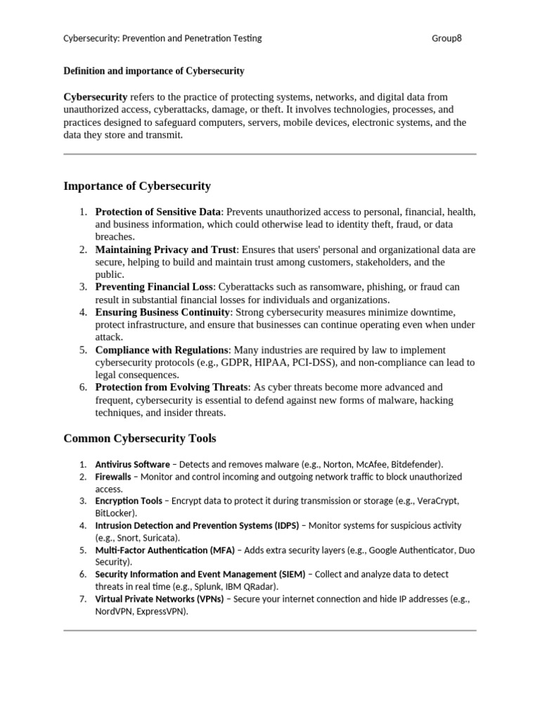 Cybersecurity Prevention and Penetration Testing | PDF | Computer ...