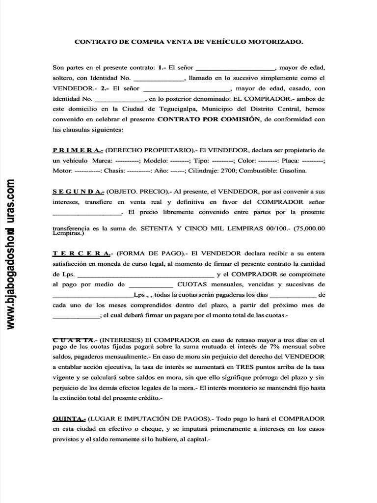 Contrato de Compra Venta de Vehículo | PDF