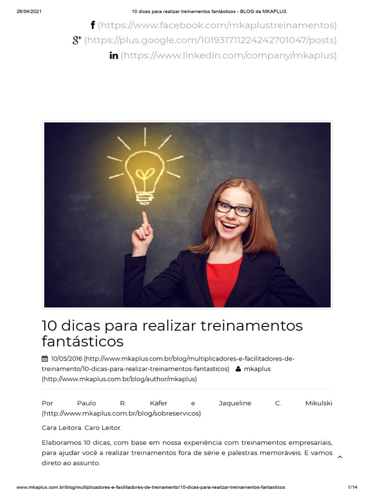 10 Dicas para Treinamentos Eficazes | PDF | Aprendizado | Informação