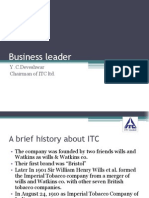 Business Leader: Y .C.Deveshwar Chairman of ITC LTD