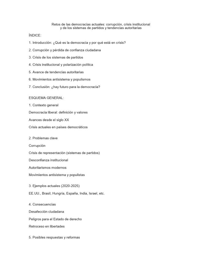 Retos de la democracia actual: corrupción y autoritarismo | PDF ...