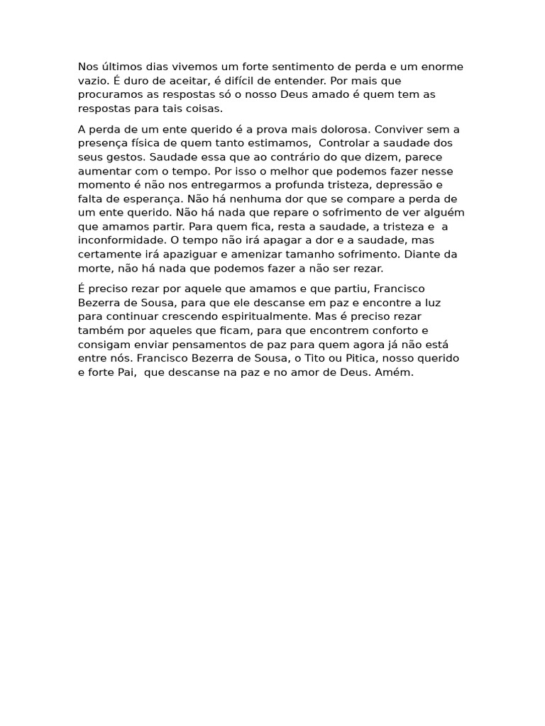 Luto e Saudade: Reflexões sobre a Perda | PDF