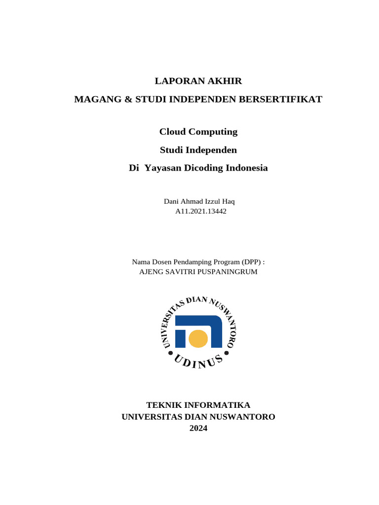 Laporan Magang Cloud Computing 2024 | PDF