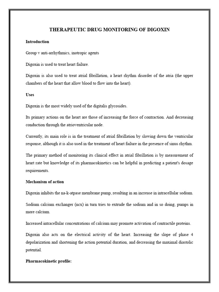 Therapeutic Drug Monitoring of Digoxin | PDF | High Performance Liquid ...