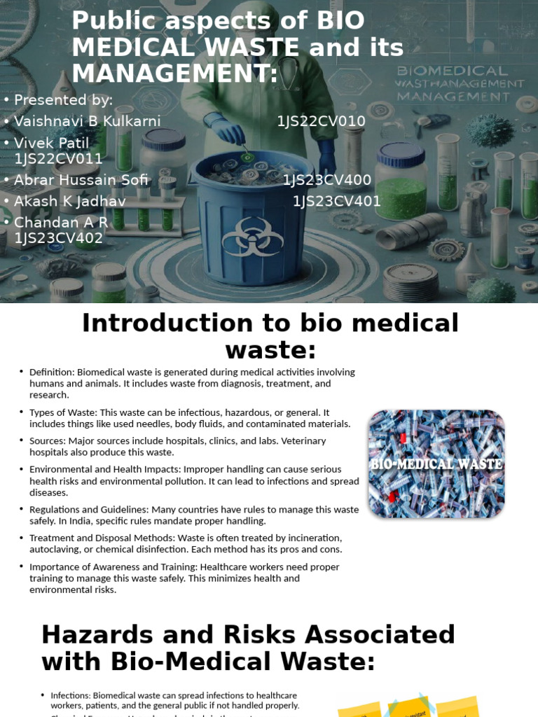Public Health Aspects of Bio Medical Waste and Its Management | PDF ...