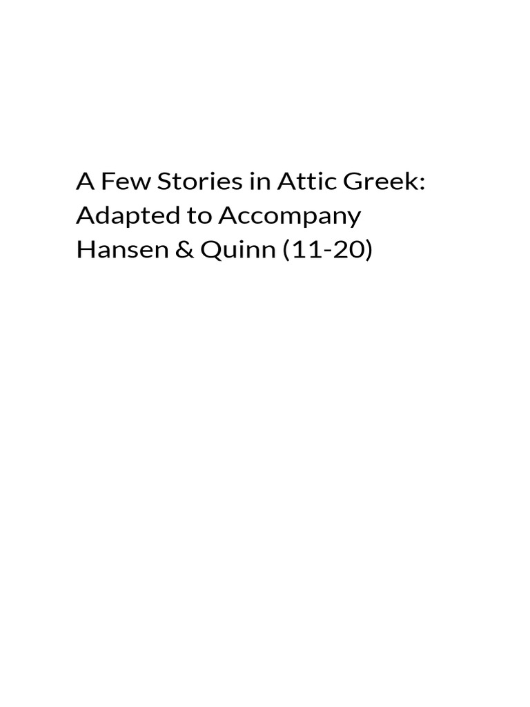 Attic Greek Stories for Beginners | PDF