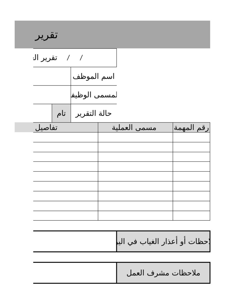 نموذج تقرير عمل جاهز | PDF