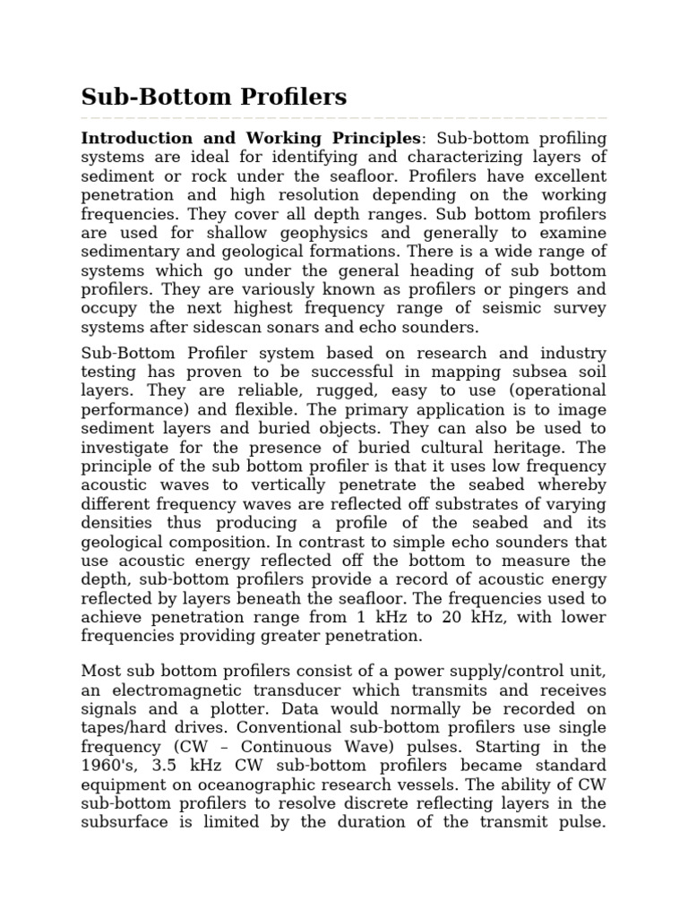 Sub-Bottom Profiler Overview | PDF | Sonar | Telecommunications Engineering