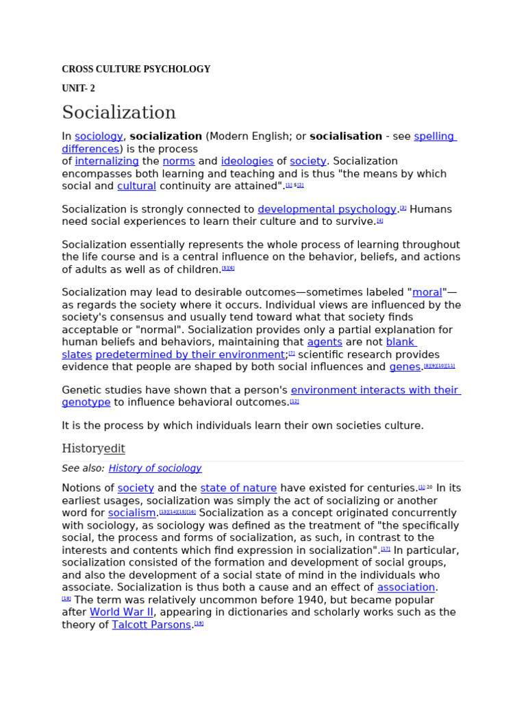 Unit 2 Cross-cultural Psychology | PDF | Socialization | Social Psychology