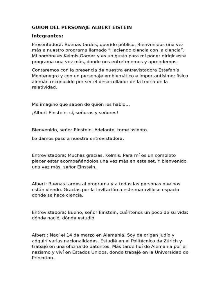 Copia de Entrevista | PDF | Albert Einstein | Teoría de la relatividad