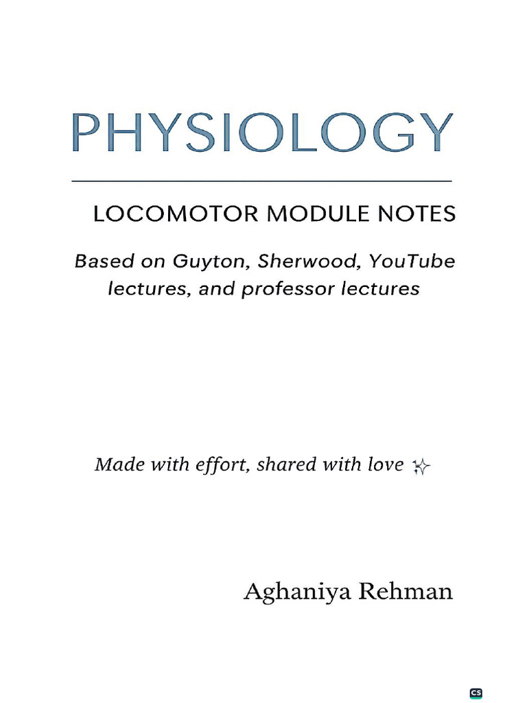 Physiology Locomotor Module Notes | PDF