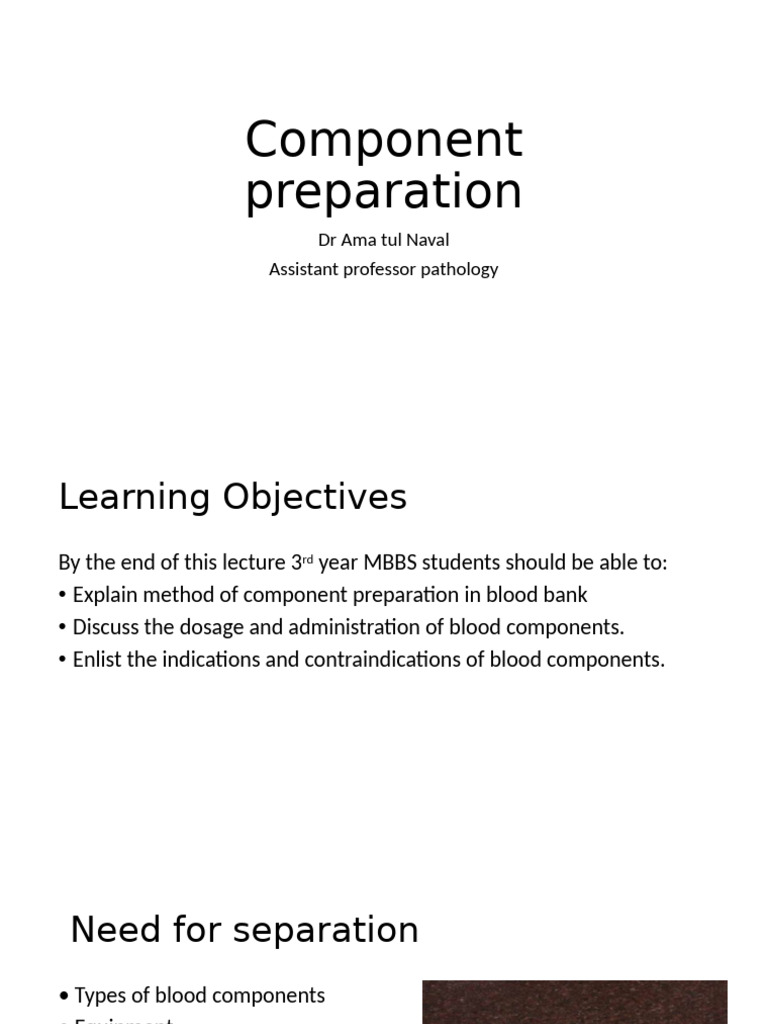 Component Prepration | PDF | Blood Transfusion | Platelet