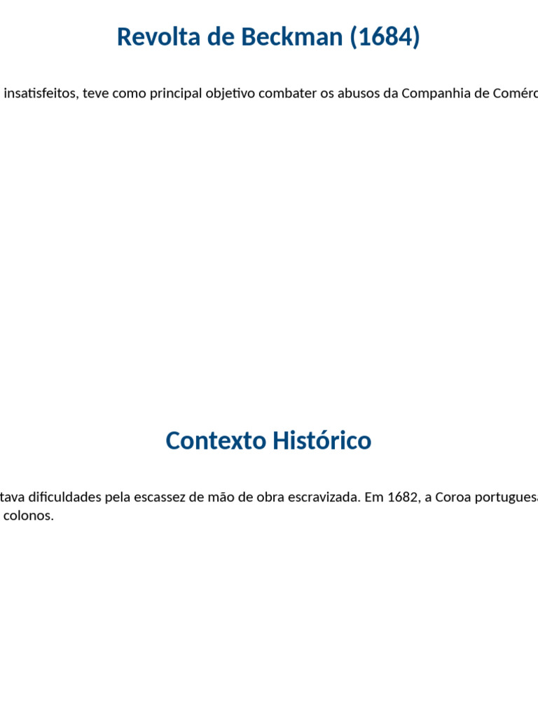 Motivos e Consequências da Revolta de Beckman | PDF