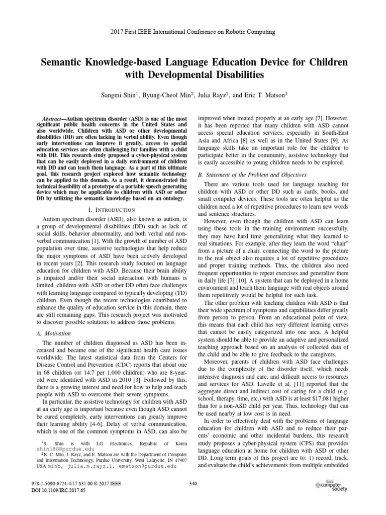 Semantic Tech for ASD Language Learning | PDF | Autism | Lexicon