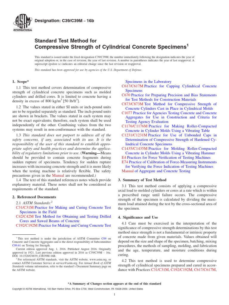 ASTM C39 Compressive Strength Test | PDF | Sphere | Strength Of Materials