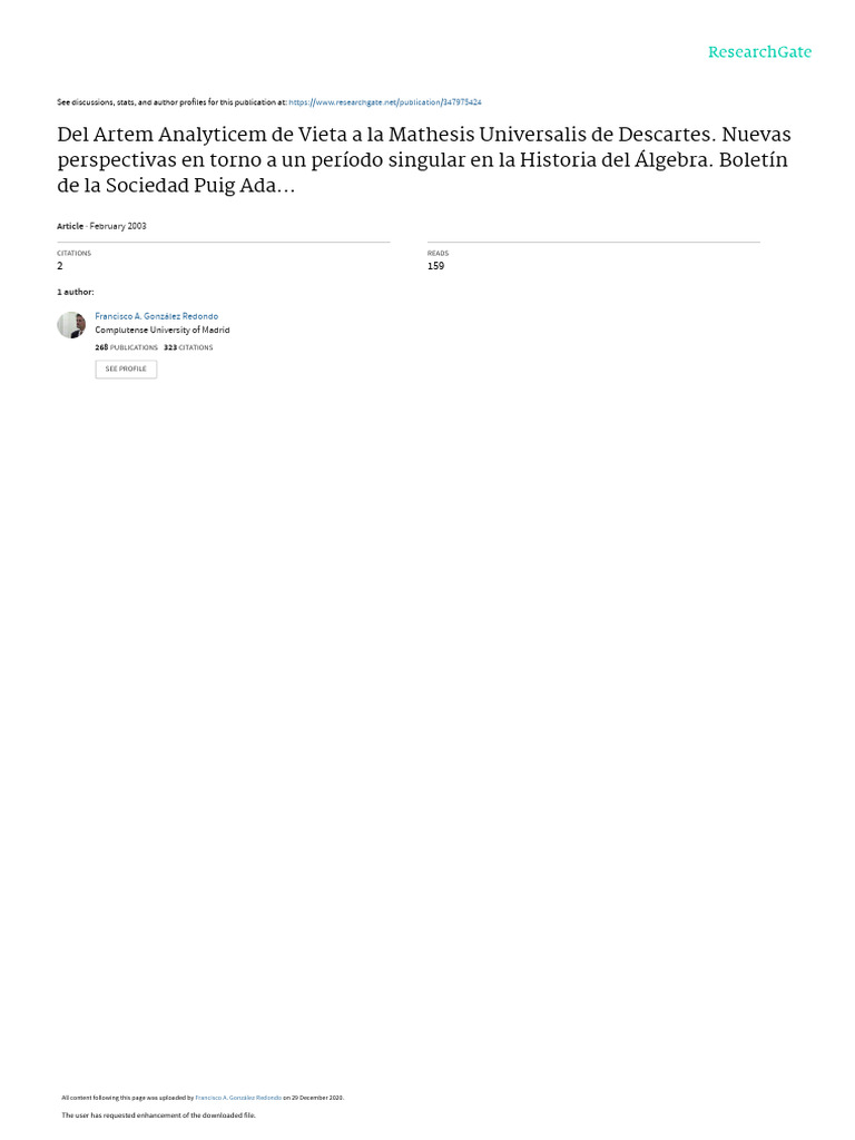 Mathesis Universalis de Vieta a Descartes | PDF | Ecuaciones | Fuerza