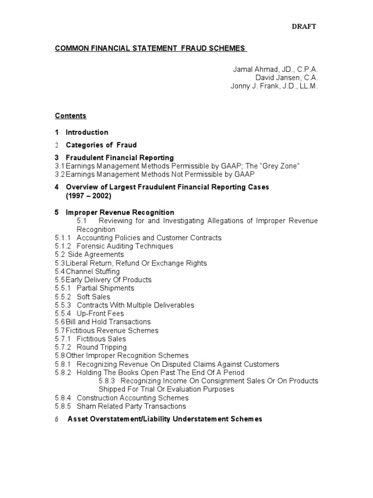 Common Financial Statement Fraud Schemes | PDF | Revenue | Fraud