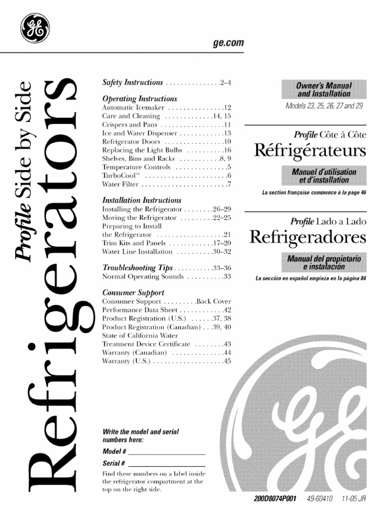 Refrigerator Owner's Manual Guide | PDF | Refrigerator | Manufactured Goods