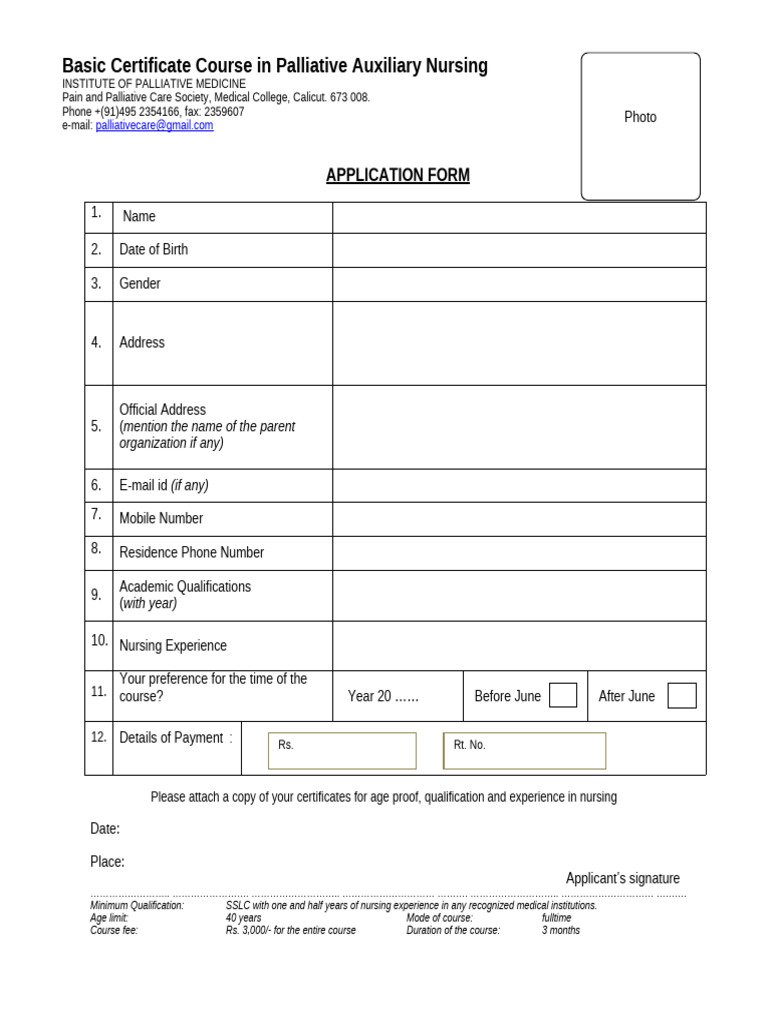 BCCPN Course Application Details | PDF