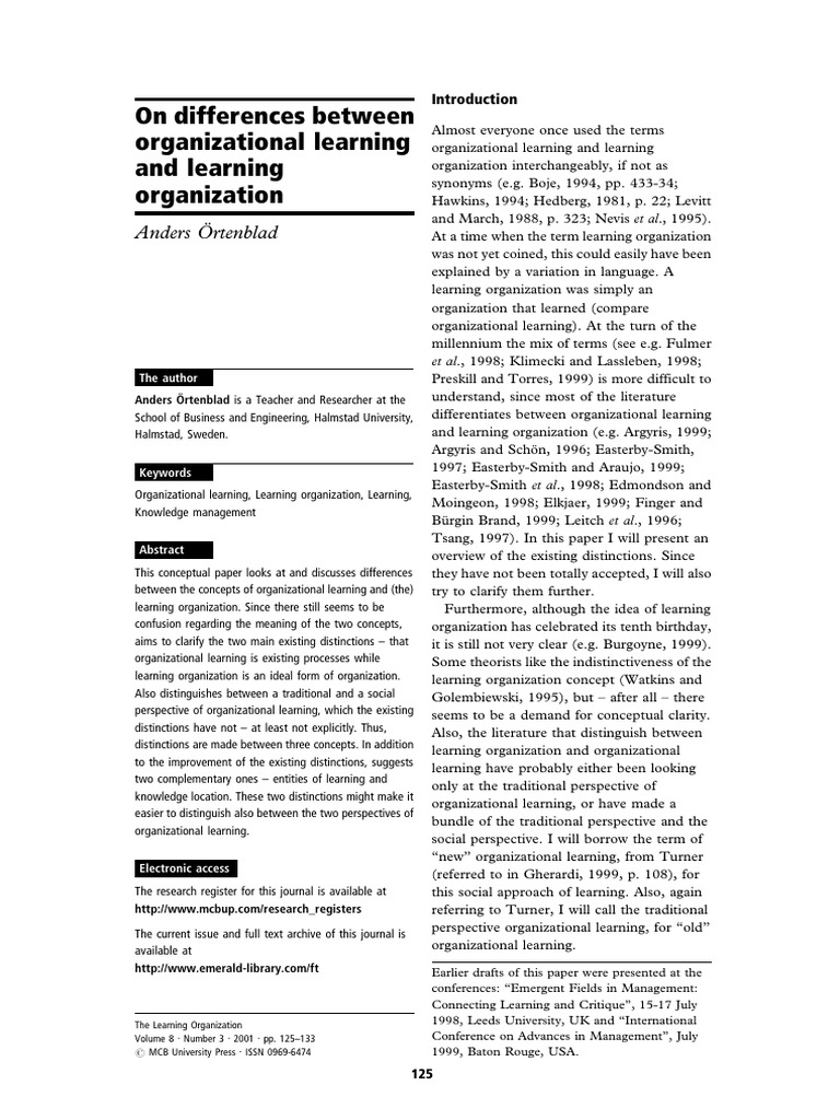 2001 - On The Difference Between OL and LO - Ortenblad | PDF ...