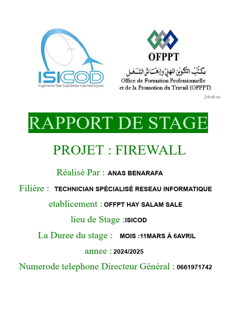 Rapport de Stage sur Firewall ISICOD | PDF | Serveur proxy | Pare-feu ...