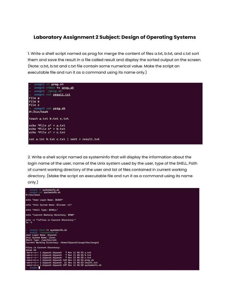 Shell Script and C Program Assignments | PDF | Filename | Computer File