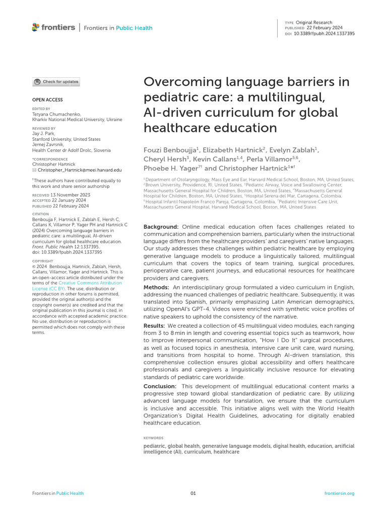 AI-Driven Multilingual Pediatric Curriculum | PDF | Health Care ...