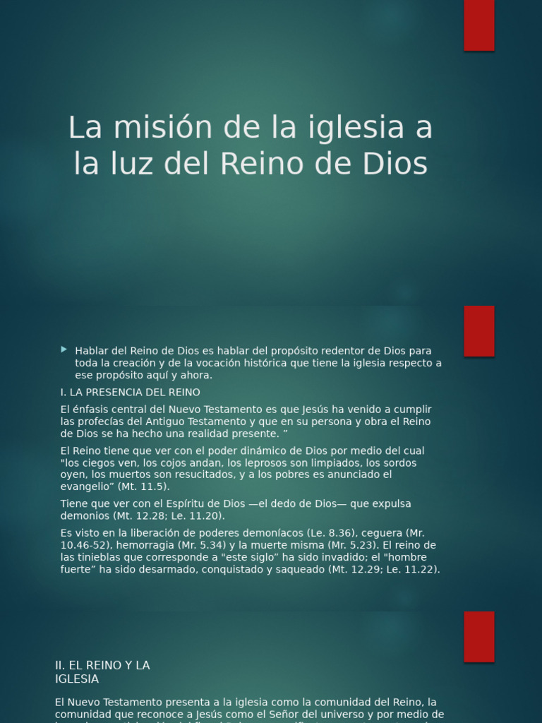 Misión de la Iglesia y el Reino de Dios | PDF | Jesús | Reinado y reino ...