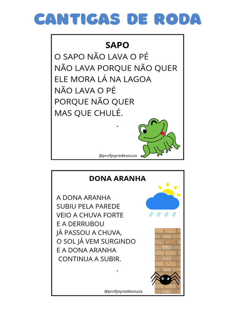 CANTIGAS DE RODA - Profa Joyce de Souza | PDF