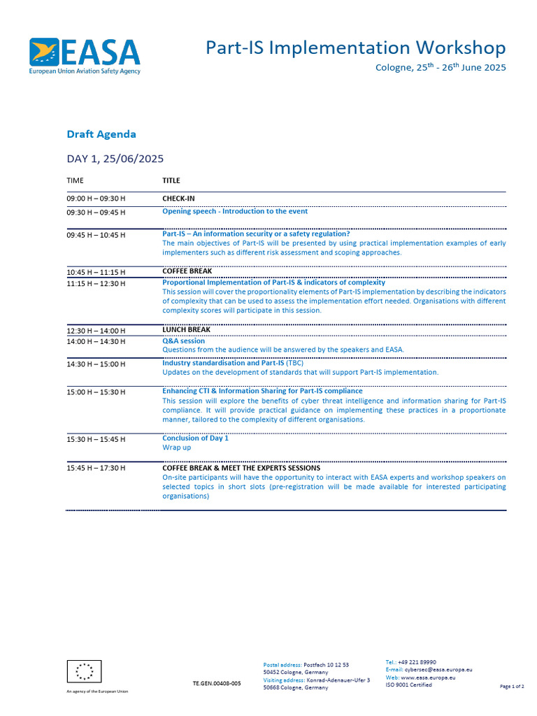 Part-IS Implementation Workshop 2025 | PDF