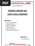 Download Final Report on Coca Cola by Vikas Gupta SN87611591 doc pdf