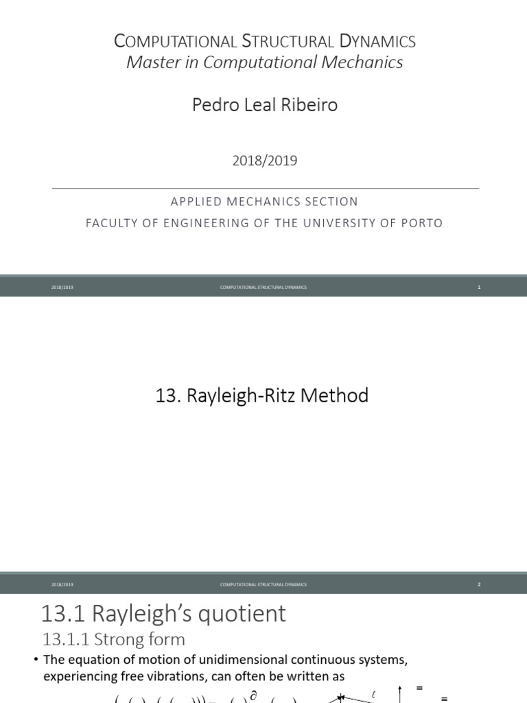 Rayleigh-Ritz Method in Structural Dynamics | PDF | Normal Mode | Bending