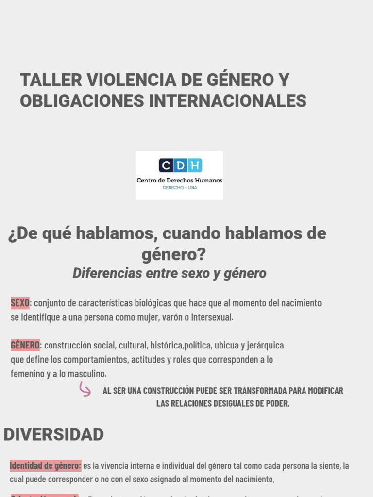 Taller sobre Violencia de Género y Derechos | PDF | Género | Estudios ...