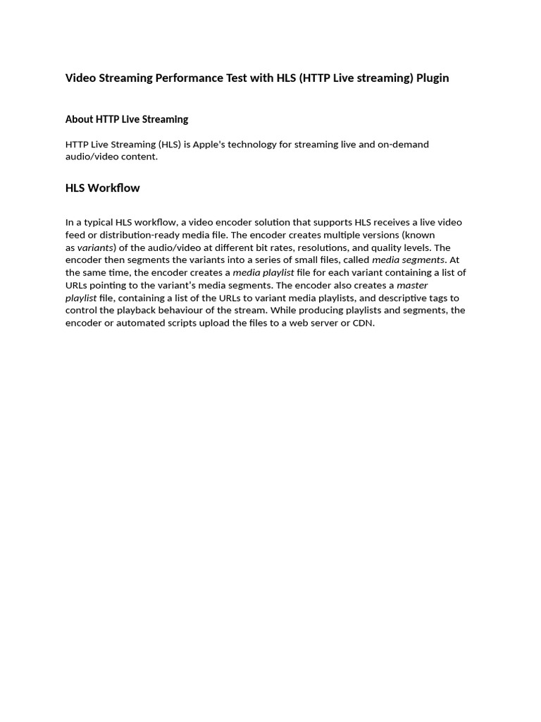 HLS Video Streaming Performance Test | PDF | Streaming Media ...