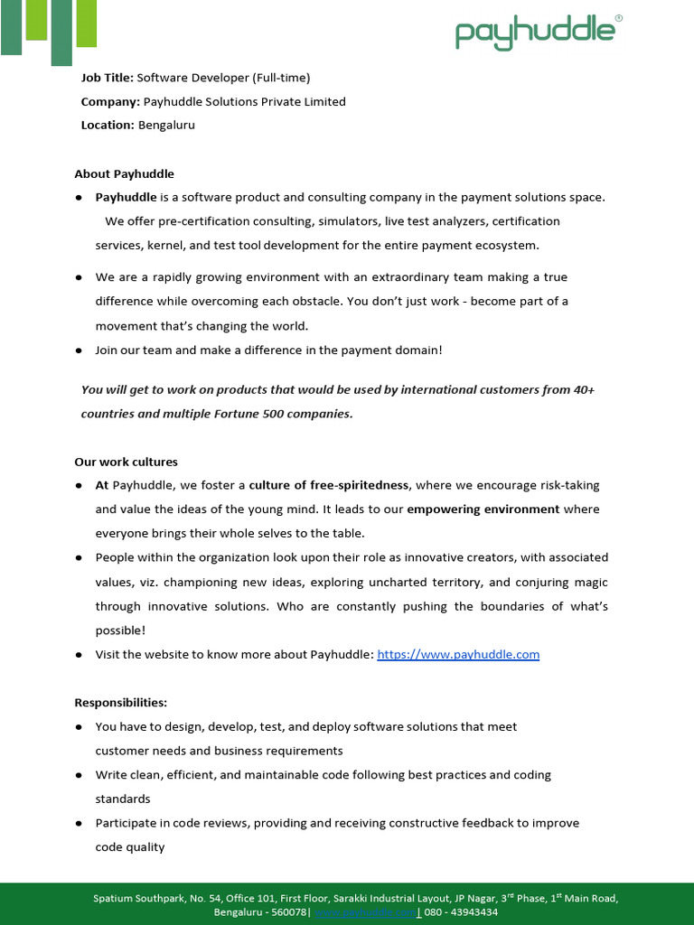 Software Development Fulltime JD | PDF | Computer Programming | Computing