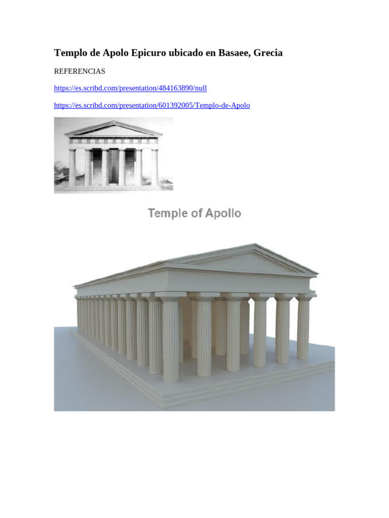Templo de Apolo Epicuro Ubicado en Basaee | PDF