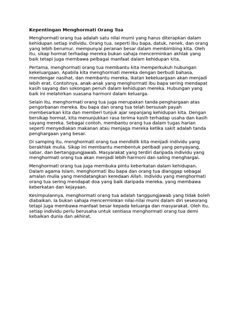 Kepentingan Menghormati Orang Tua | PDF