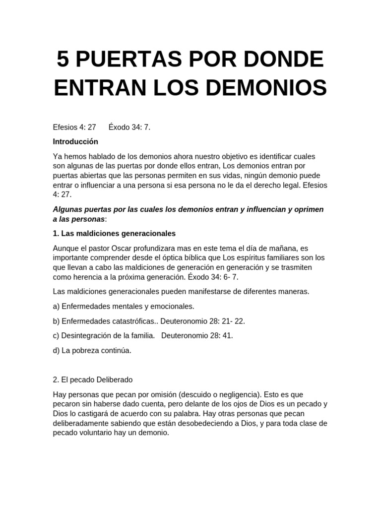 5 Puertas de Entrada a los Demonios | PDF | Demonios | Brujería