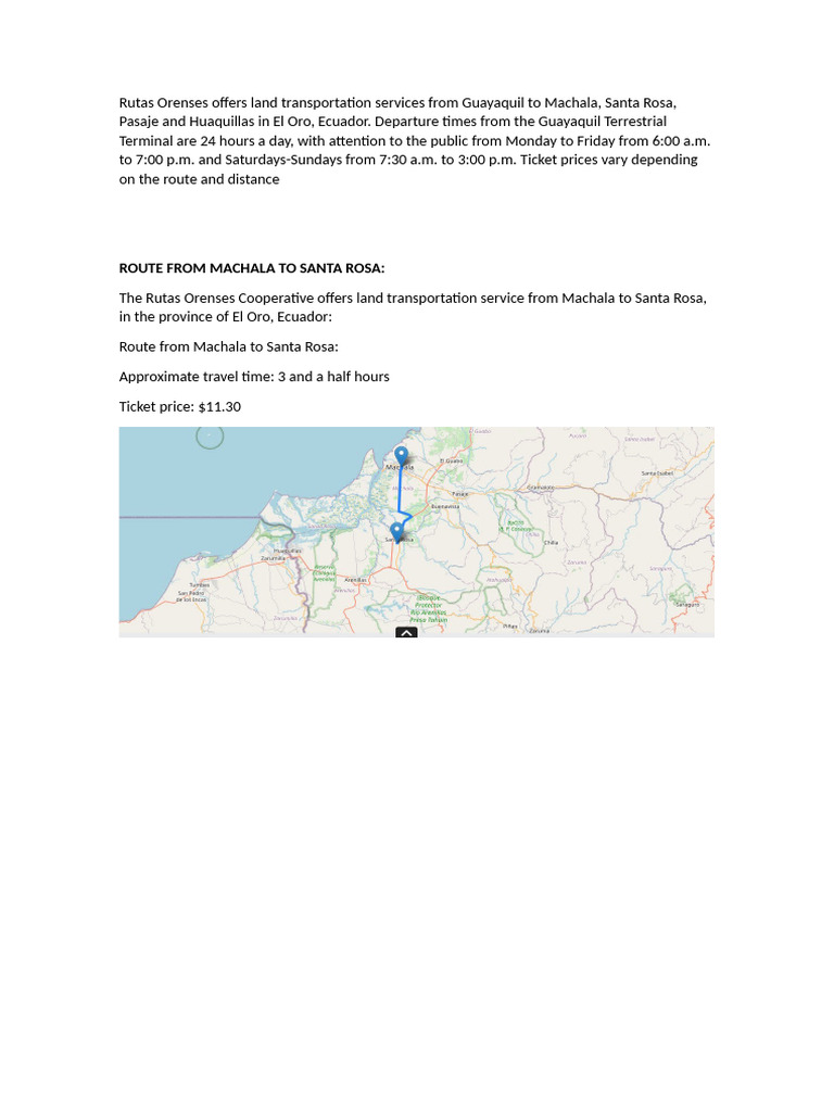 Rutas Orenses: Guayaquil to Machala Routes | PDF