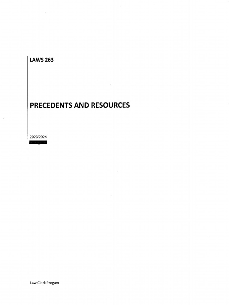 LAWS 263 Precedents and Resources | PDF
