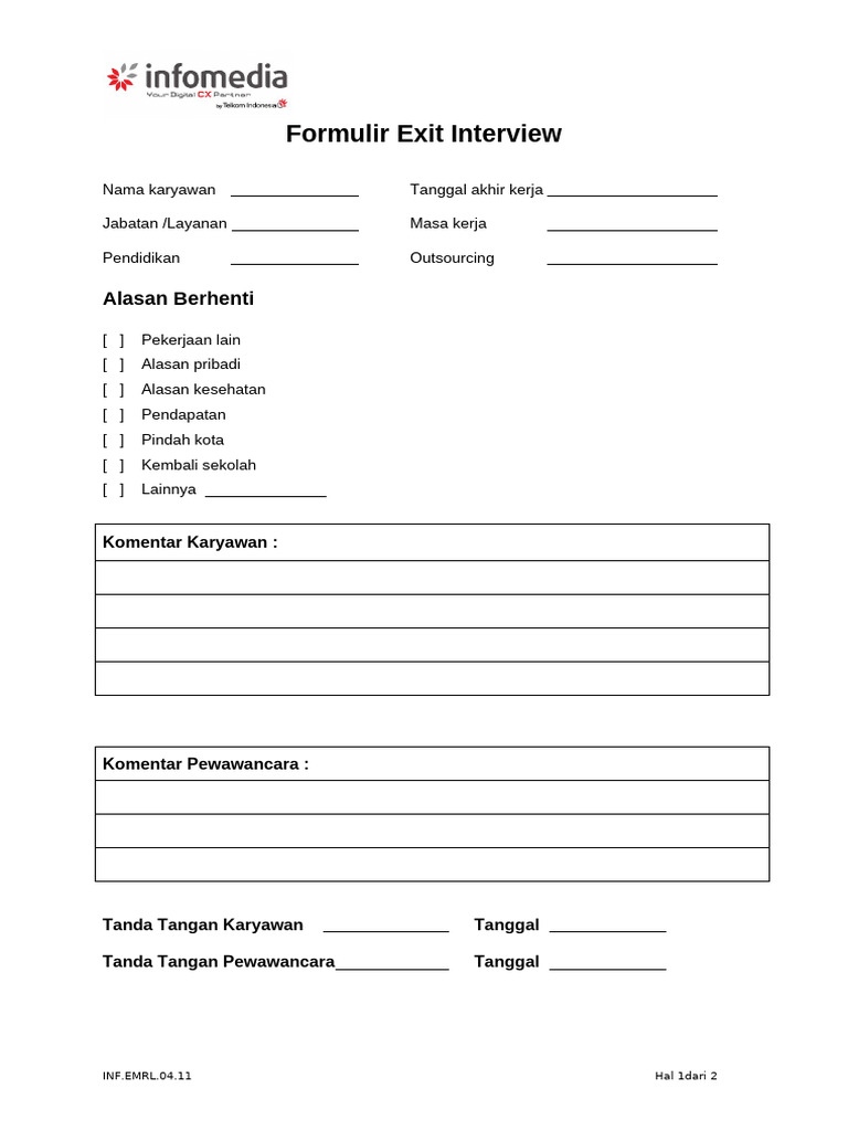 Form Exit Interview | PDF