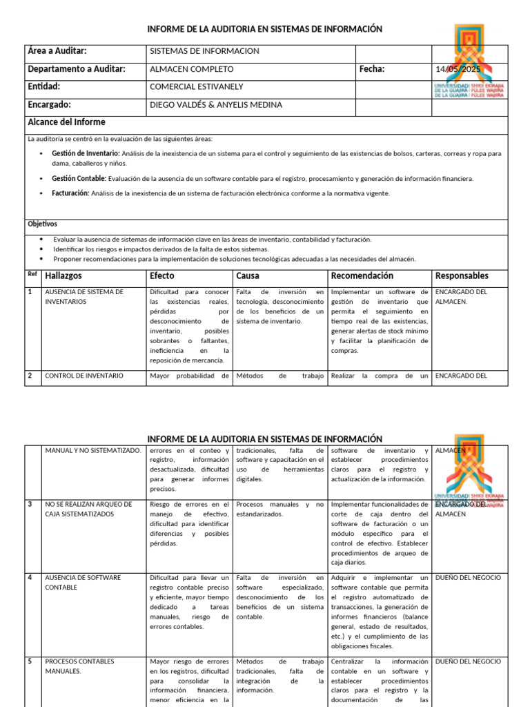 Informe de Auditoria | PDF | Auditoría | Contabilidad