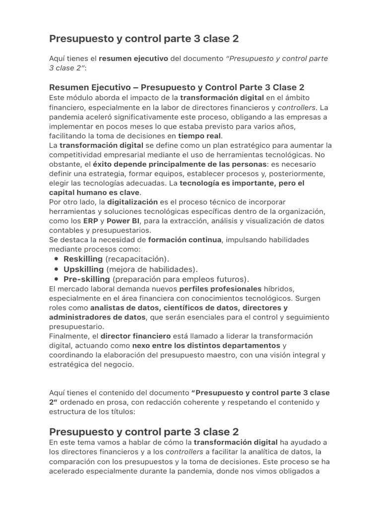 02 Presupuesto y Control Parte 3 Clase 2 | PDF | Planificación de ...