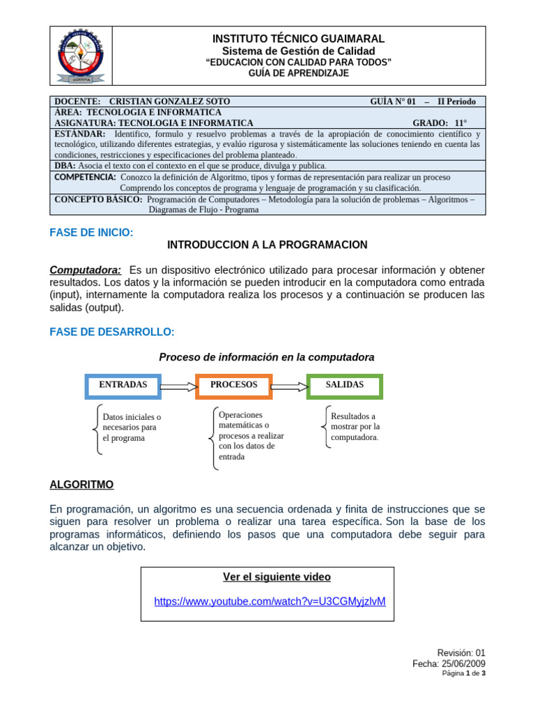 Tecnologia e Informatica - Grado 11 - Guia 01 - Periodo 2 | PDF ...