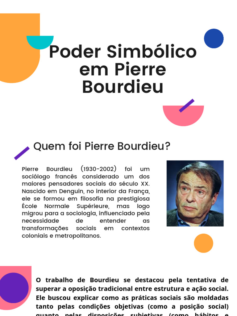Dinâmicas do Poder Simbólico em Bourdieu | PDF | Sociologia | Poder ...