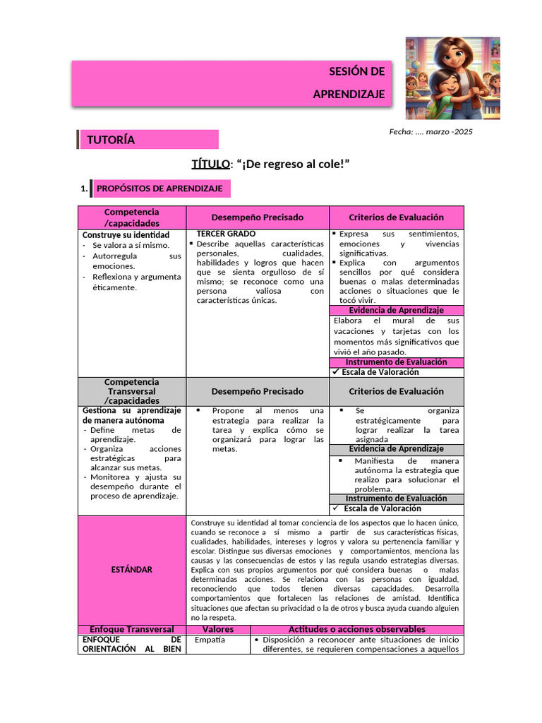 20 Marzo - Tutoria - Tercer Grado | PDF | Aprendizaje | Las emociones