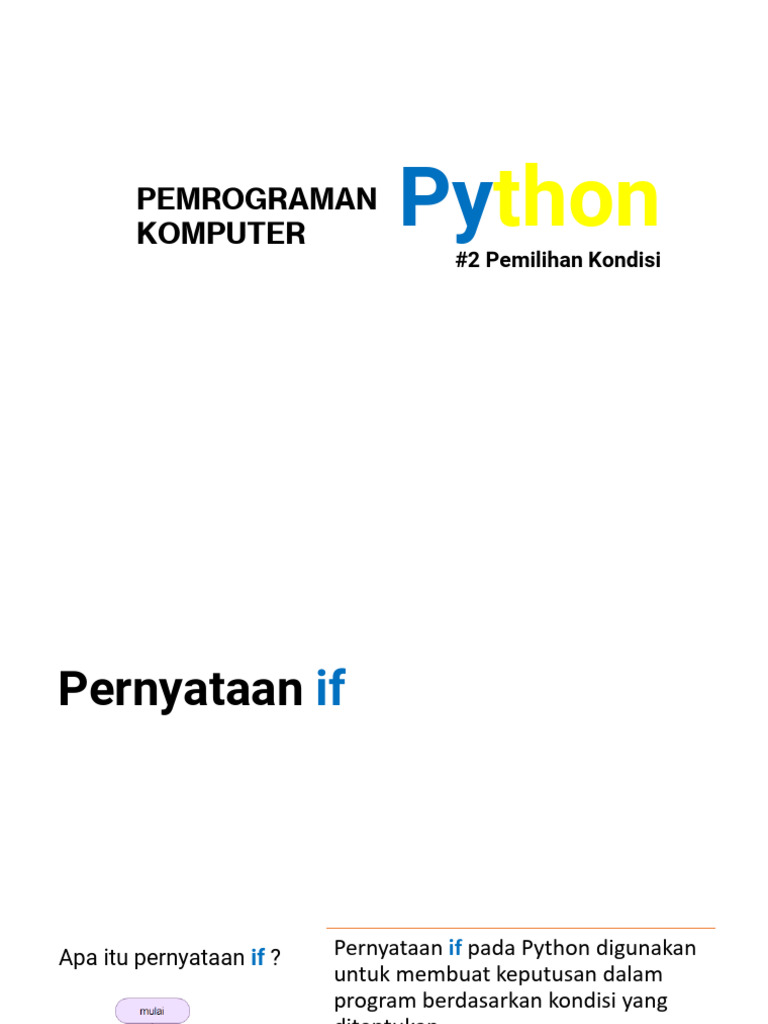 Panduan Lengkap Pernyataan If Python | PDF