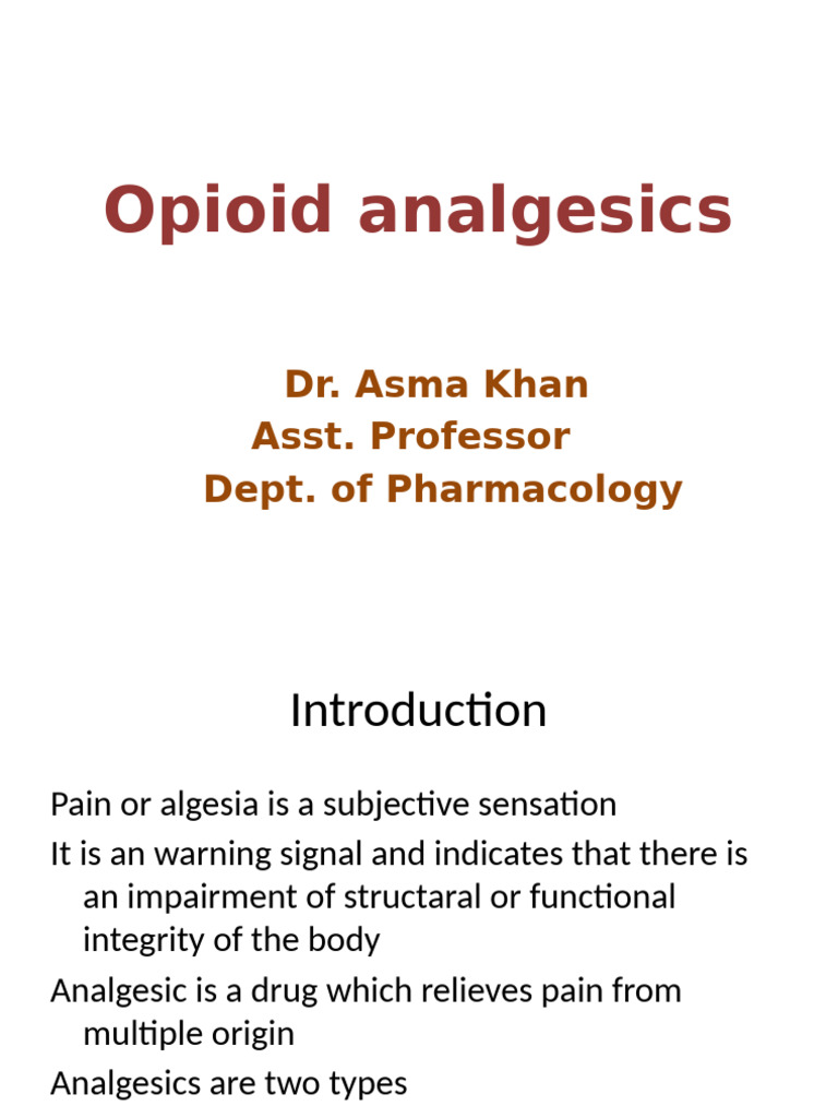 Opioid Analgesics Overview and Effects | PDF | Opioid | Morphine